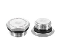 Mandouer 2Pcs 1/2" NPT Stainless Steel Pipe Plug with O-Ring, Hexagon Male Threaded Stop End for Water, Air, Fuel, Oil, Hydraulic Systems