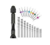 Mandouer 36pcs Precision Pin Vice Hand Drill Set with 0.5-3.0mm HSS Small Drill Bits and 0.3-1.2mm PCB Bits for Craft, Resin, Jewellery Making, and Electronic Drilling