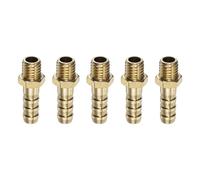 Mandouer 5Pcs Brass Hose Barb Fitting, M8 x 1.25 Male to 6mm Barb, Metric Threaded Adapter Connector for Water, Air, Oil, Gas