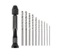 Mandouer Hand Drill Bit Set, Precision Black Pin Vice with 10pcs Small Drill Bits (0.8-3.0mm) for Craft, Resin, Jewellery Making, DIY, and Models