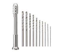Mandouer Hand Drill Bit Set, Precision Silver Pin Vice with 10pcs Small Drill Bits (0.8-3.0mm) for Craft, Resin, Jewellery Making, DIY, and Models