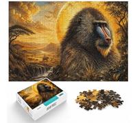 Mandrill Guardian of the Frostbitten Steppe Jigsaw Puzzle, 300 Piece | Clear image details: steady puzzle progress on weekends.