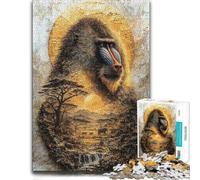 Mandrill Guardian of the Frostbitten Steppe Jigsaw Puzzle, 500 Pieces | Piece-by-piece progress - a simple way to organise the image on quiet evenings.