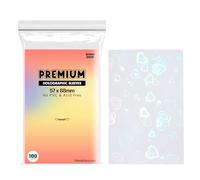 Mandu Deco Heart Holographic Kpop Photocard Sleeves Card Protector PVC Free and Acid Free Shield Cover 100 Sleeves per Pack (57x88mm)