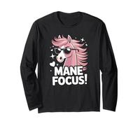 Mane Focus Funny Horse Chinese Zodiac Horse 2026 Long Sleeve T-Shirt