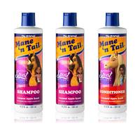 Mane 'n Tail Spirit Untamed Shampoo (2-Pack) & Conditioner (1-Pack) - Caramel Apple Scented Gentle Coconut Oil Formula for Soft Silky Hair (11.