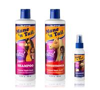 Mane 'n Tail Spirit Untamed Shampoo + Conditioner 11.02 Oz + Detangler 3.4Oz For Kids Caramel Apple Scent Gentle Mild For Everyday Use Coconut O