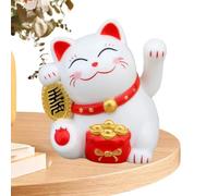Maneki Neko - ABS 4x4x5.5cm | Solar Waving Cat, Cat Decor | Decoration For Home Office Car Bringing Chinese Luck, Portable Welcoming Cats
