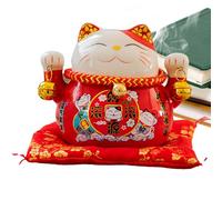 Maneki Neko Figurine - Feng Shui Fortune Lucky Cat | 11.5cm Creative Ceramic Home Decoration | Wealth Cat Decoration for Landscape Scenes | Unique Animal Character Figure, Figure Collection