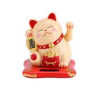 Maneki Neko Fortune Cat - Lucky Cat Solar Powered Mini Cats Wealth Welcoming Cute Cat with Waving Arm Home Display Car Decor (Color : Yellow)
