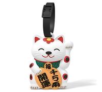 Maneki Neko Luggage Tag for Suitcases, Silicone Lucky Cat ID Tag, 1 Pack