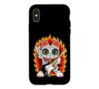 Maneki-Neko Rock Music Guitar Dia-de-los Muertos Case for iPhone X/XS