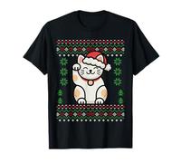 Maneki Neko Santa Hat Christmas Ugly Xmas Sweater T-Shirt