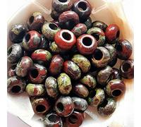 Manekieko 15 Pcs Natural Dragon Blood Jasper Large HoleLoose Stone Rondelle Beads Crystals and Healing Stones,6mm DIY-Jewelry Makings