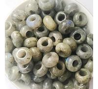 Manekieko 15 Pcs Natural Moonstone Large HoleLoose Stone Rondelle Beads Crystals and Healing Stones,6mm DIY-Jewelry Makings