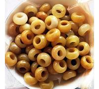 Manekieko 15 Pcs Natural Yellow Jade Large HoleLoose Stone Rondelle Beads Crystals and Healing Stones,6mm DIY-Jewelry Makings