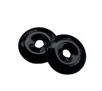 Manekieko 2 Pcs Black Obsidian Polished Crystal Amulet Peace Circle Donut Stone Beads Supplies,Round Large Hole 7mm Lucky Coin Amulet Peace Circle Healing Crystal Pendant for Jewelry Making