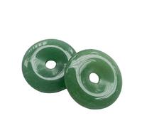 Manekieko 2 Pcs Green Aventurine Polished Crystal Amulet Peace Circle Donut Stone Beads Supplies,Round Large Hole 7mm Lucky Coin Amulet Peace Circle Healing Crystal Pendant for Jewelry Making