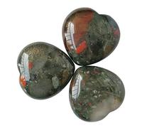 Manekieko 3 Pcs Natural African Bloodstone Pocket Palm Thumb Healing Crystal Heart Love Worry Stones,25mm Reiki Balancing Crystal and Healing Stones