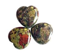 Manekieko 3 Pcs Natural Dragon Blood Jasper Pocket Palm Thumb Healing Crystal Heart Love Worry Stones,25mm Reiki Balancing Crystal and Healing Stones