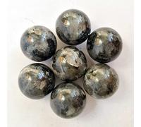 Manekieko 7 Pcs Natural Black Labradorite 2cm Crystal Sphere Ball Set,Feng Shui Chakra Aura Home Desk Decor Decorative Collection