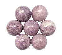 Manekieko 7 Pcs Natural Purple Lepidolite 2cm Crystal Sphere Ball Set,Feng Shui Chakra Aura Home Desk Decor Decorative Collection