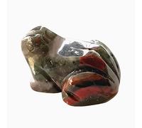 Manekieko Natural Africa Bloodstone Frog Crystals and Healing Stone Figurines,38mm Hand Carved Pocket Animal Room Decor Gemstone