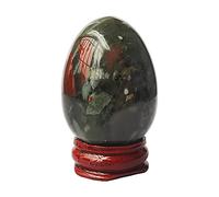 Manekieko Natural African Bloodstone Egg-Shape Meditation Chakra And Home Decor Balancing Gemstone and Crystals Figurines Kit,35 * 50mm Reiki Healers And Yoga Practioner With Wooden Stand