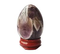 Manekieko Natural Amethyst Egg-Shape Meditation Chakra And Home Decor Balancing Gemstone and Crystals Figurines Kit,35 * 50mm Reiki Healers And Yoga Practioner With Wooden Stand