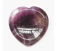 Manekieko Natural Amethyst Heart Chakra Thumb Worry Stone,Hand Carved Healing Crystal Shaped Stone for Anxiety Stress Relief Meditation