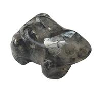 Manekieko Natural Black Labradorite Frog Crystals and Healing Stone Figurines,38mm Hand Carved Pocket Animal Room Decor Gemstone
