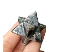 Manekieko Natural Black Labradorite Merkaba Crystal Protection Sacred Meditation Energy Healing Chakra,25mm Hexagonal Star Crystals and Healing Stone