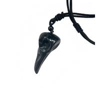 Manekieko Natural Black Obsidian Crow Skull Crystals and Healing Stones Necklace,With Adjustable Band Crystal Stone Pendant