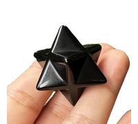 Manekieko Natural Black Obsidian Merkaba Crystal Protection Sacred Meditation Energy Healing Chakra,25mm Hexagonal Star Crystals and Healing Stone