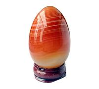 Manekieko Natural Carnelian Egg-Shape Meditation Chakra And Home Decor Balancing Gemstone and Crystals Figurines Kit,35 * 50mm Reiki Healers And Yoga Practioner With Wooden Stand