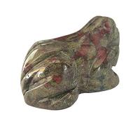 Manekieko Natural Dragon Blood Jasper Frog Crystals and Healing Stone Figurines,38mm Hand Carved Pocket Animal Room Decor Gemstone