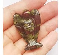 Manekieko Natural Dragon Blood Jasper Healing Crystal Prayer Guardian Angel Statue,38mm Carving Pocket Palm Stone Figurines Decoration