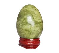 Manekieko Natural Green Jade Egg-Shape Meditation Chakra And Home Decor Balancing Gemstone and Crystals Figurines Kit,35 * 50mm Reiki Healers And Yoga Practioner With Wooden Stand