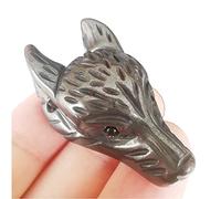 Manekieko Natural Grey Pyrite 40mm Wolf Head Pocket Crystals and Healing Stone Figurine,Haped DIY-Jewelry Pendant