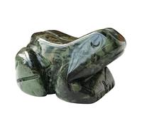 Manekieko Natural Kambaba Jasper Frog Crystals and Healing Stone Figurines,38mm Hand Carved Pocket Animal Room Decor Gemstone