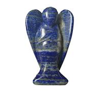 Manekieko Natural Lapis Lazuli Healing Crystal Prayer Guardian Angel Statue,48mm Carving Pocket Palm Stone Figurines Decoration