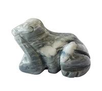 Manekieko Natural Picasso Jade Frog Crystals and Healing Stone Figurines,38mm Hand Carved Pocket Animal Room Decor Gemstone