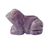 Manekieko Natural Purple Lepidolite Frog Crystals and Healing Stone Figurines,38mm Hand Carved Pocket Animal Room Decor Gemstone