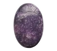 Manekieko Natural Purple Lepidolite Oval Palm Pocket Healing Crystal Spa Energy Stone,Healing Crystal for Therapy Geometry Chakra Balancing
