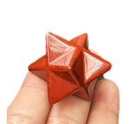 Manekieko Natural Red Jasper Merkaba Crystal Protection Sacred Meditation Energy Healing Chakra,25mm Hexagonal Star Crystals and Healing Stone