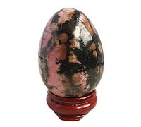 Manekieko Natural Rhodonite Egg-Shape Meditation Chakra And Home Decor Balancing Gemstone and Crystals Figurines Kit,35 * 50mm Reiki Healers And Yoga Practioner With Wooden Stand