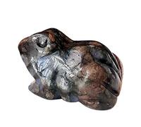 Manekieko Natural Rhyolite Frog Crystals and Healing Stone Figurines,38mm Hand Carved Pocket Animal Room Decor Gemstone