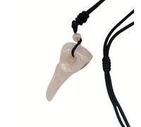 Manekieko Natural Rose Quartz Crow Skull Crystals and Healing Stones Necklace,With Adjustable Band Crystal Stone Pendant