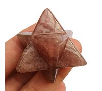 Manekieko Natural Strawberry Quartz Merkaba Crystal Protection Sacred Meditation Energy Healing Chakra,25mm Hexagonal Star Crystals and Healing Stone