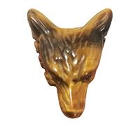 Manekieko Natural Tiger's Eye 35mm Wolf Head Pocket Crystals and Healing Stone Figurine,Haped DIY-Jewelry Pendant